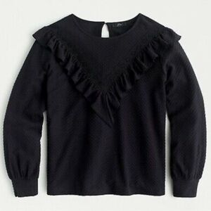 J. Crew Ruffle Trim Honeycomb Knit Textured Blouse Top